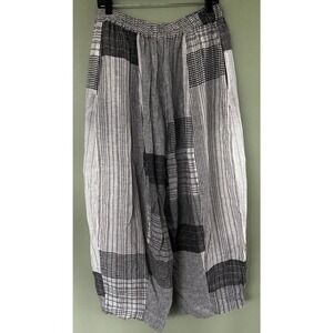 Kadem Sasson Pants Balloon Wide Leg Lagenlook Linen Art To Wear Sz M-L Stripe​​​